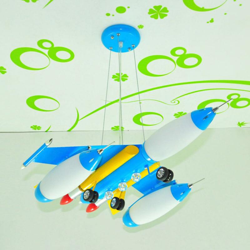 Airplane Suspension Pendant Light Kids White Glass LED Chandelier - Rebooters