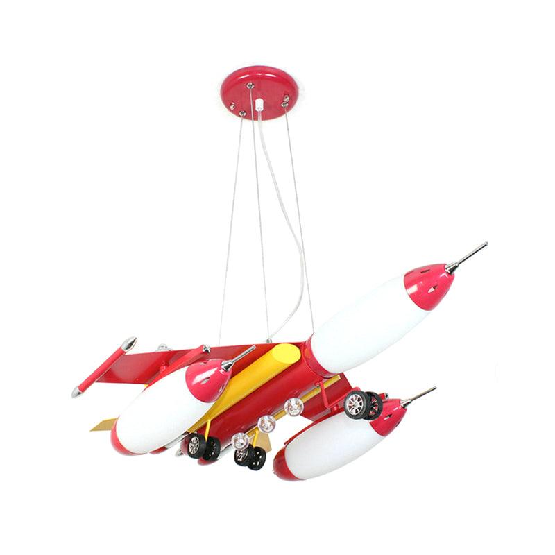 Airplane Suspension Pendant Light Kids White Glass LED Chandelier - Rebooters