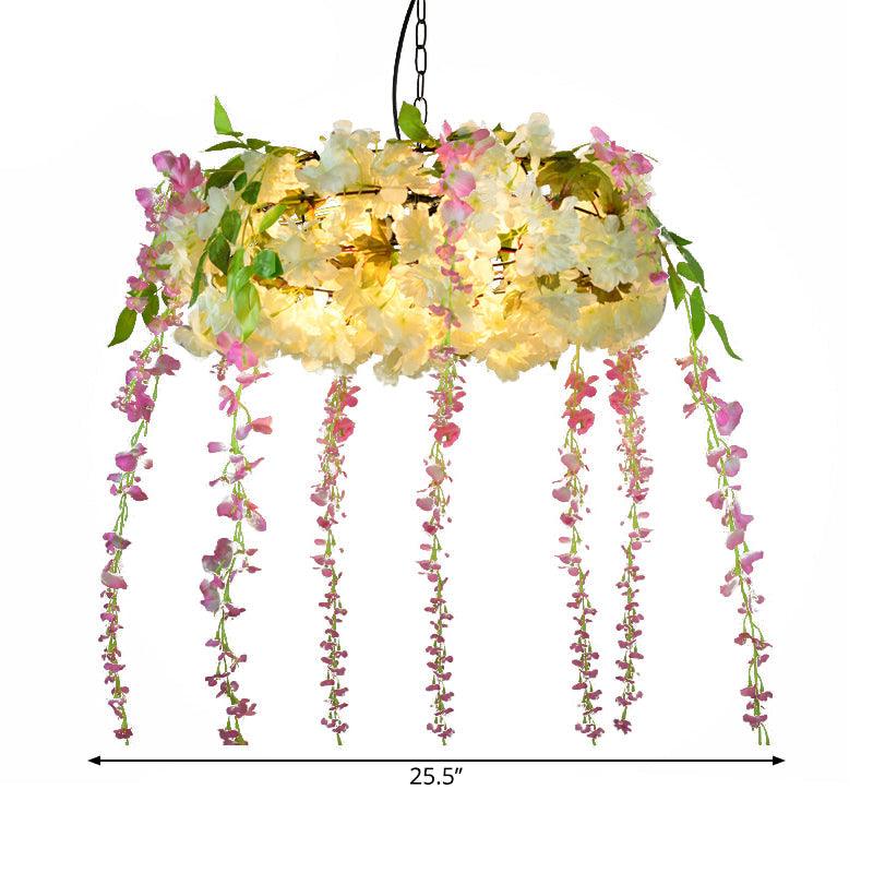 1/3/4-Light Iron Pendant Lamp Rural White Pink Purple Chandelier - Rebooters