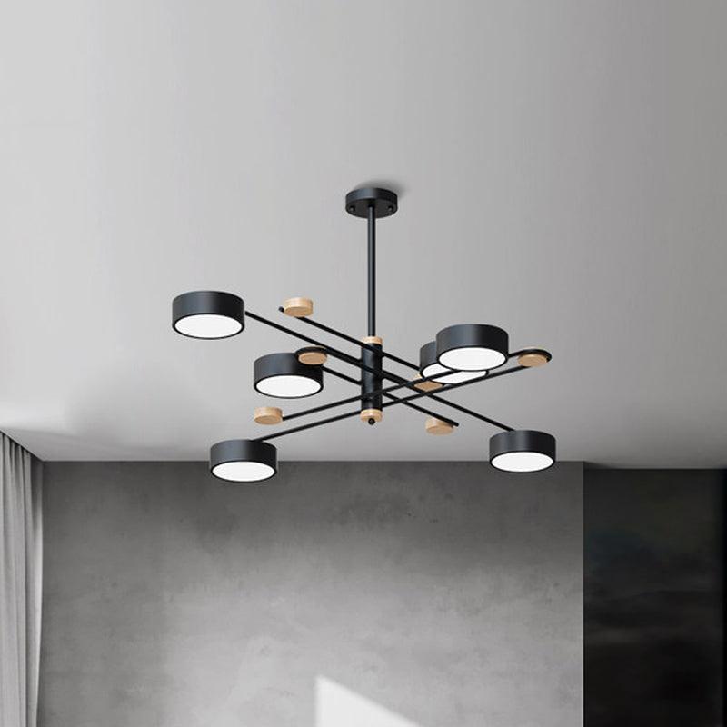 6 Lights Nordic Chandelier Gold Grey White Wood Lamp - Rebooters