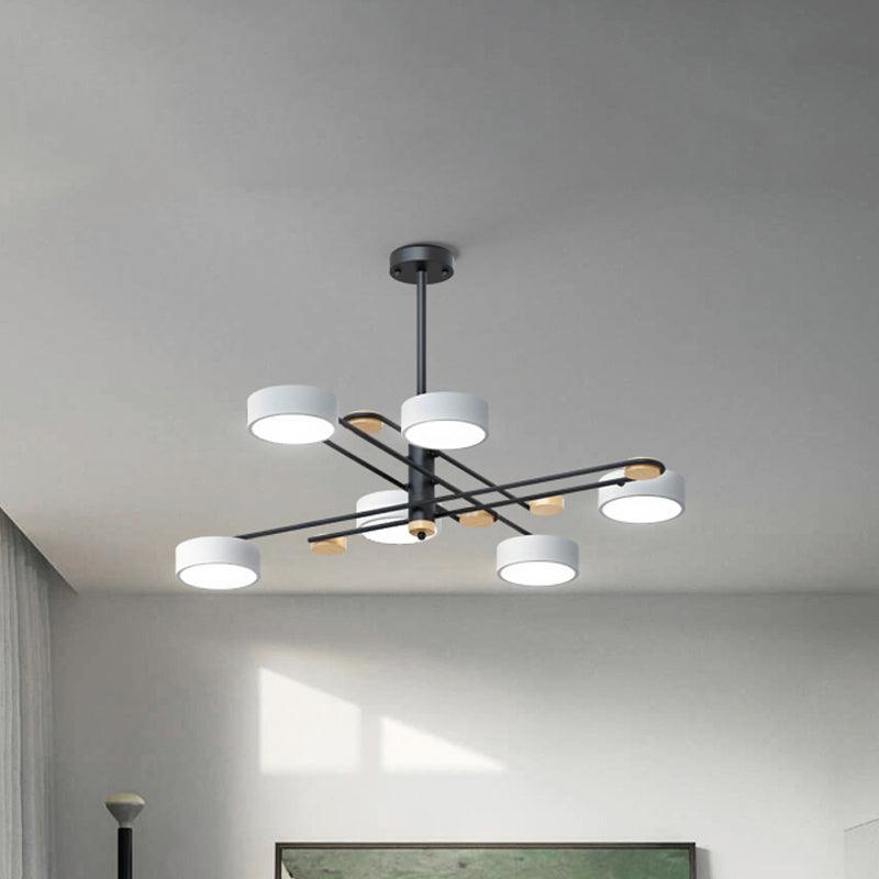 6 Lights Nordic Chandelier Gold Grey White Wood Lamp - Rebooters