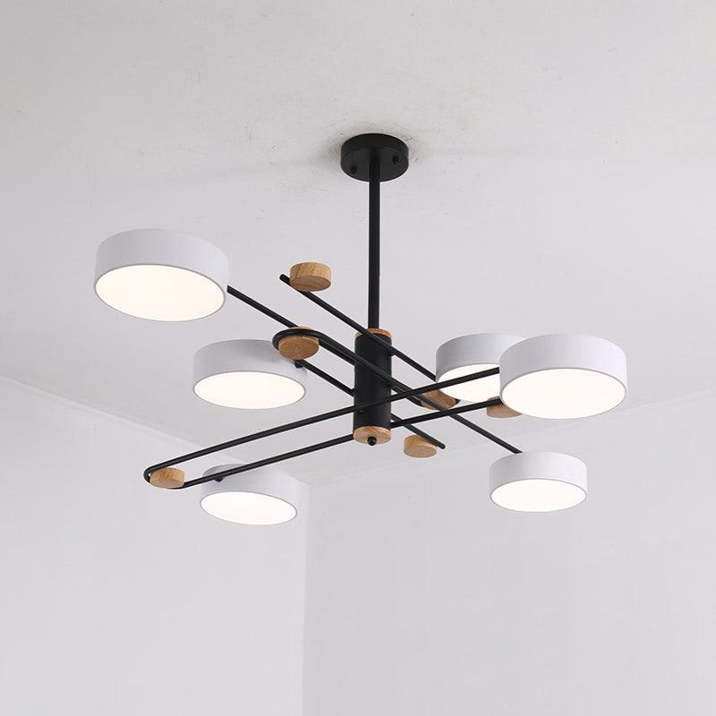 6 Lights Nordic Chandelier Gold Grey White Wood Lamp - Rebooters
