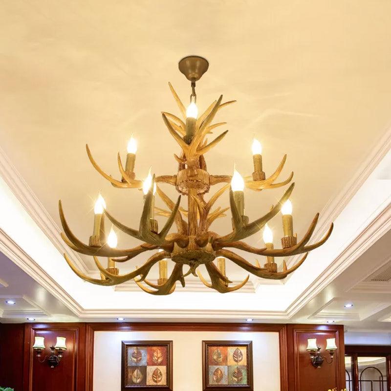 6/8/12 Bulbs Chandelier Lodge Antler Resin Ceiling Lamp - Rebooters