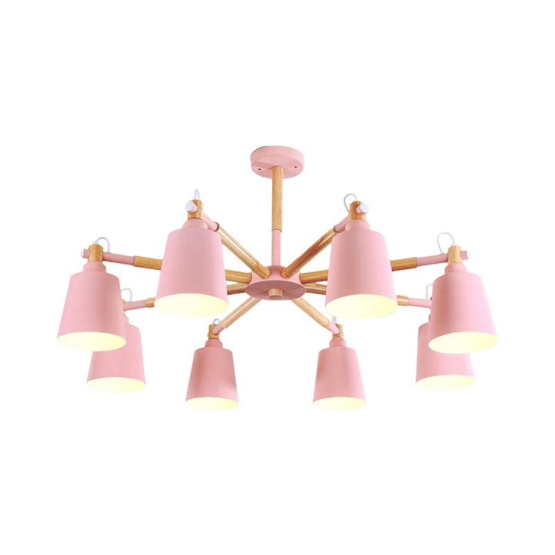 Tapered Shade Living Hanging Lamp Metal 8 Bulbs Pendant Lighting - Rebooters