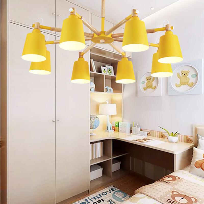 Tapered Shade Living Hanging Lamp Metal 8 Bulbs Pendant Lighting - Rebooters