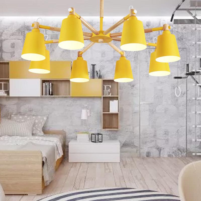 Tapered Shade Living Hanging Lamp Metal 8 Bulbs Pendant Lighting - Rebooters