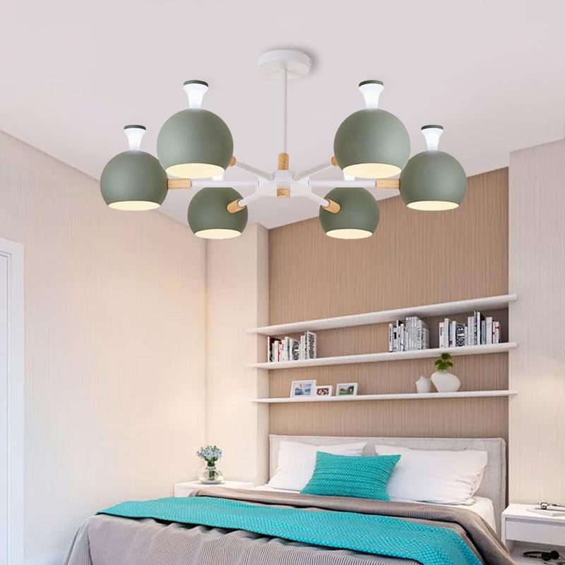 Art Deco Dome Pendant Lights Metal 6 Lights Chandelier - Rebooters
