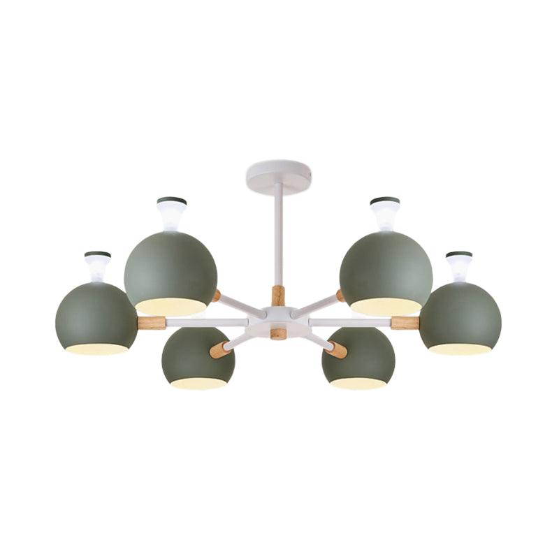Art Deco Dome Pendant Lights Metal 6 Lights Chandelier - Rebooters