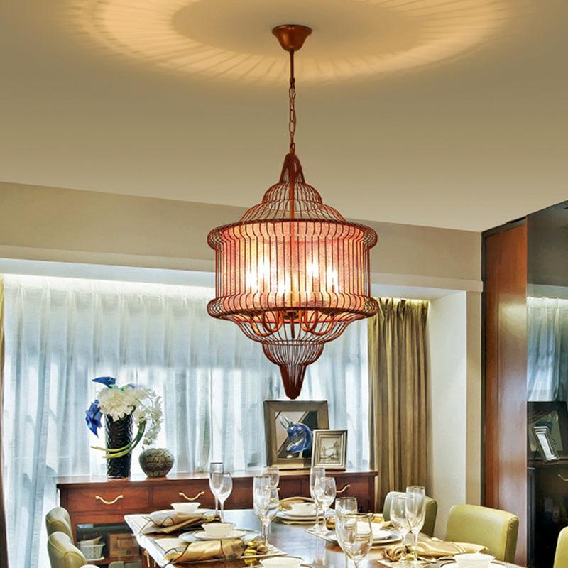 5-Bulb Larger Cage Lantern Pendant Farmhouse Lighting Fixture - Rebooters