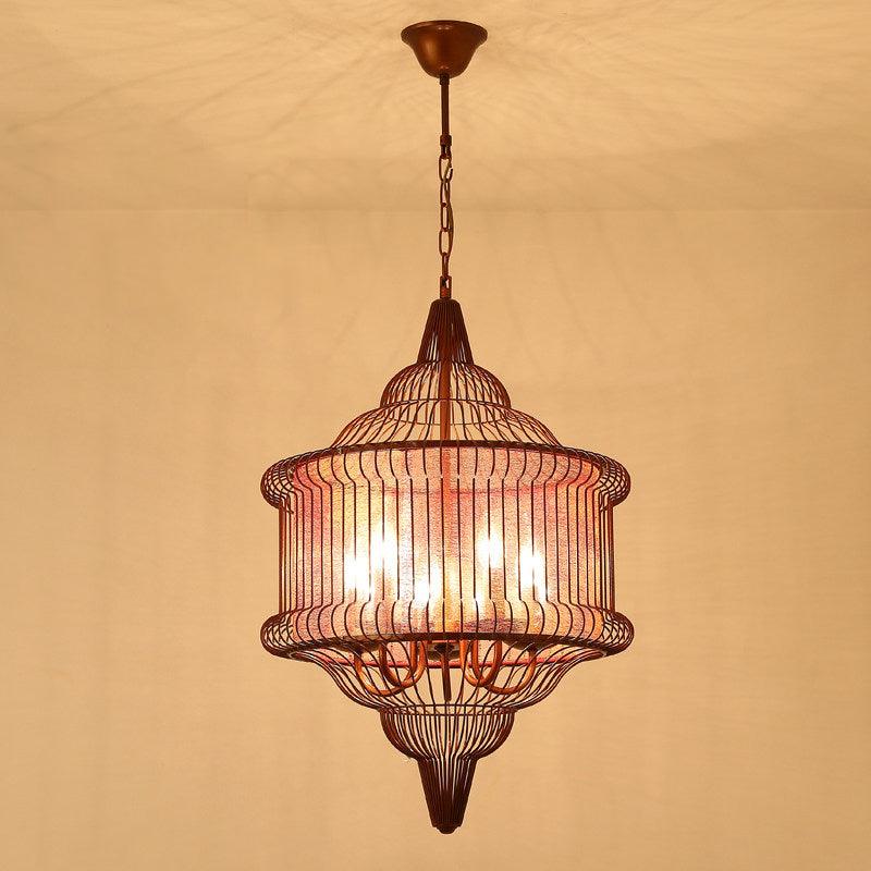 5-Bulb Larger Cage Lantern Pendant Farmhouse Lighting Fixture - Rebooters