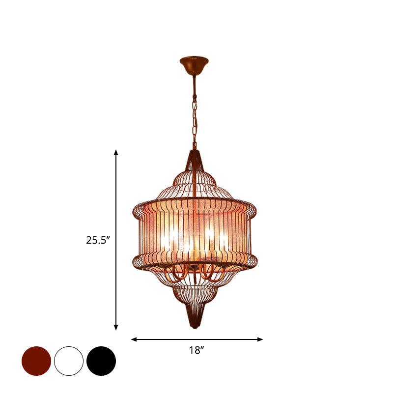 5-Bulb Larger Cage Lantern Pendant Farmhouse Lighting Fixture - Rebooters