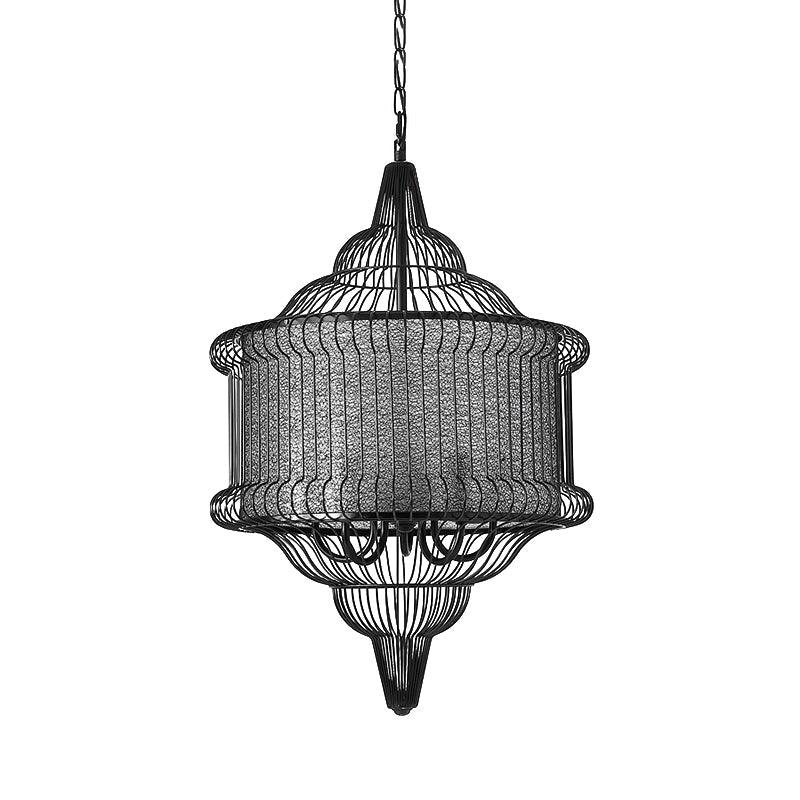 5-Bulb Larger Cage Lantern Pendant Farmhouse Lighting Fixture - Rebooters