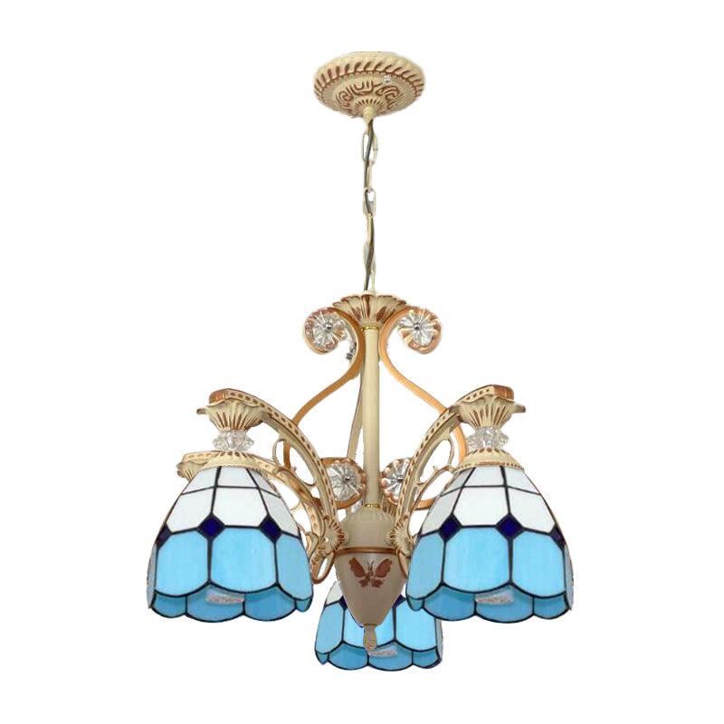 19"/19.5" W Orange/Blue Cut Glass Pendant Chandelier - Rebooters
