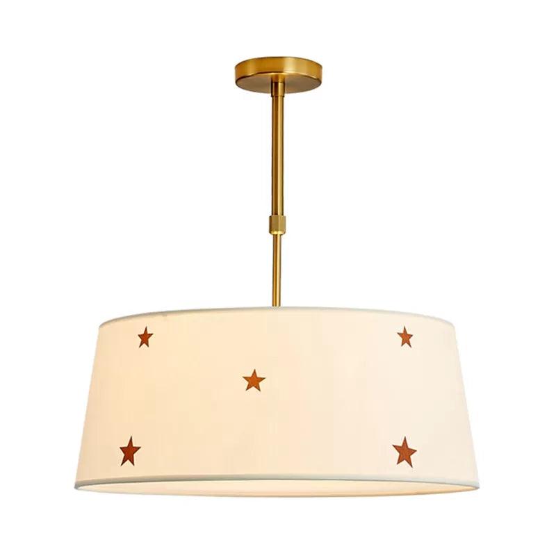 Fabric Drum Chandelier with Star Adult Bedroom Pendant Light - Rebooters