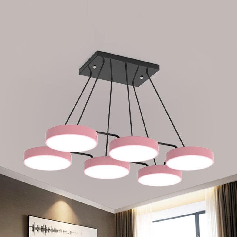 Acrylic Round Shade Chandelier Macaron Stylish Pendant Light - Rebooters