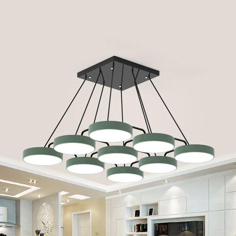 Acrylic Round Shade Chandelier Macaron Stylish Pendant Light - Rebooters