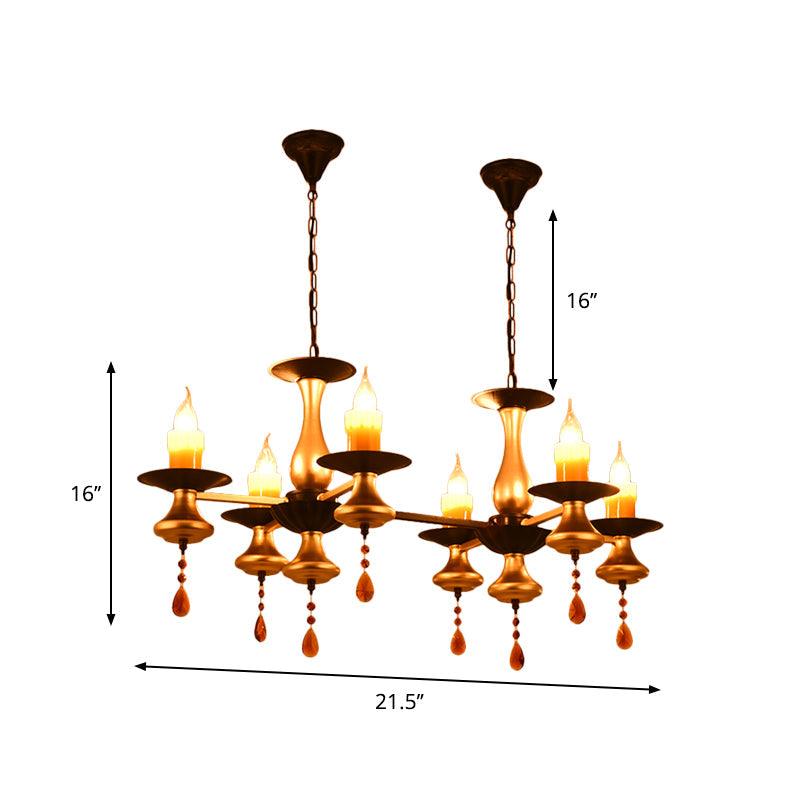 3/5/6 Lights Golden Chandelier Traditional Iron Bellied Oval Vase Lamp - Rebooters