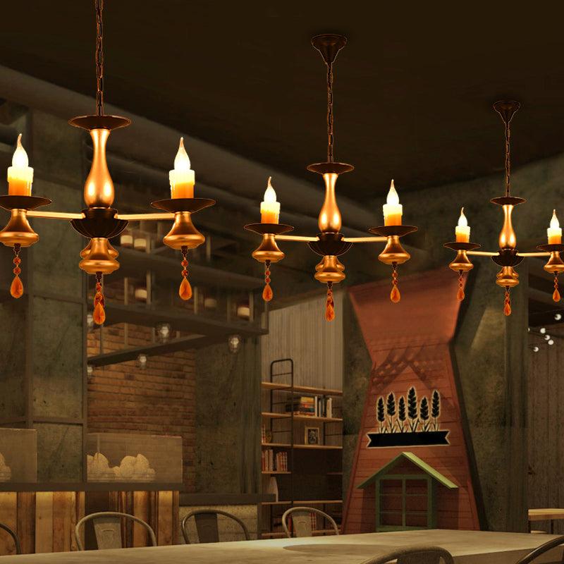 3/5/6 Lights Golden Chandelier Traditional Iron Bellied Oval Vase Lamp - Rebooters