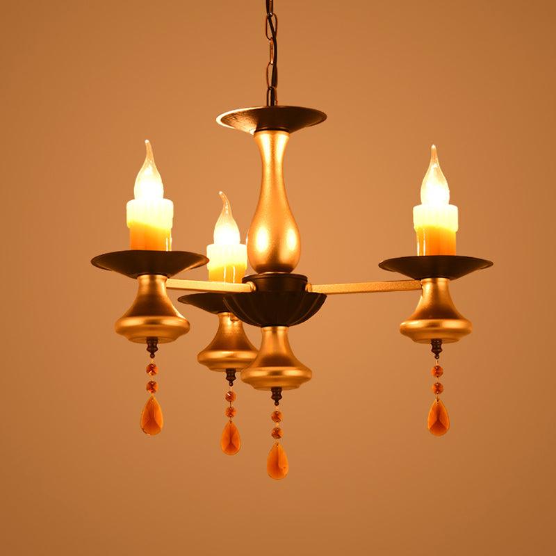 3/5/6 Lights Golden Chandelier Traditional Iron Bellied Oval Vase Lamp - Rebooters