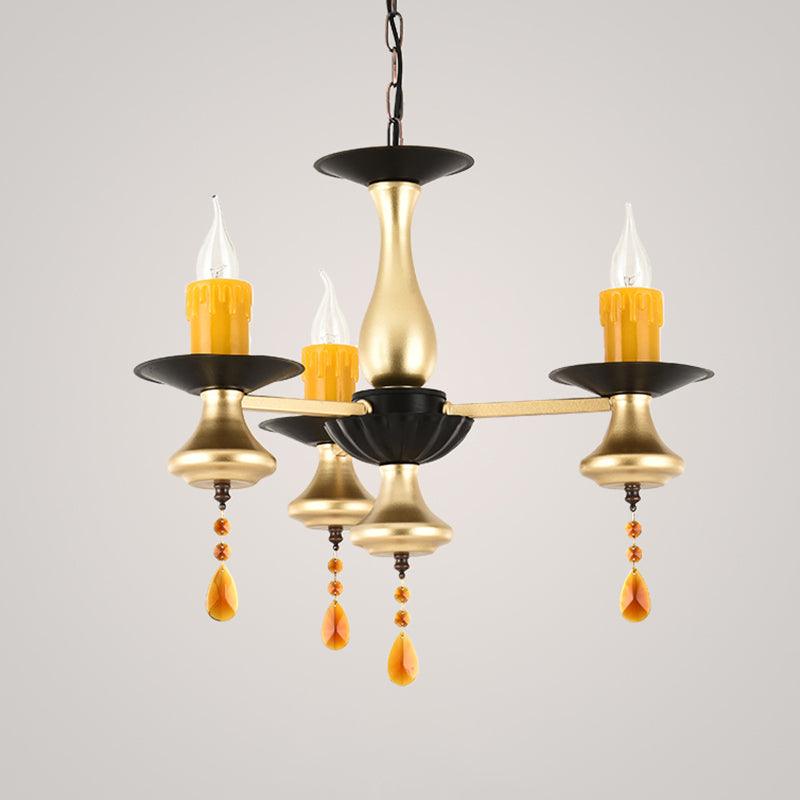 3/5/6 Lights Golden Chandelier Traditional Iron Bellied Oval Vase Lamp - Rebooters