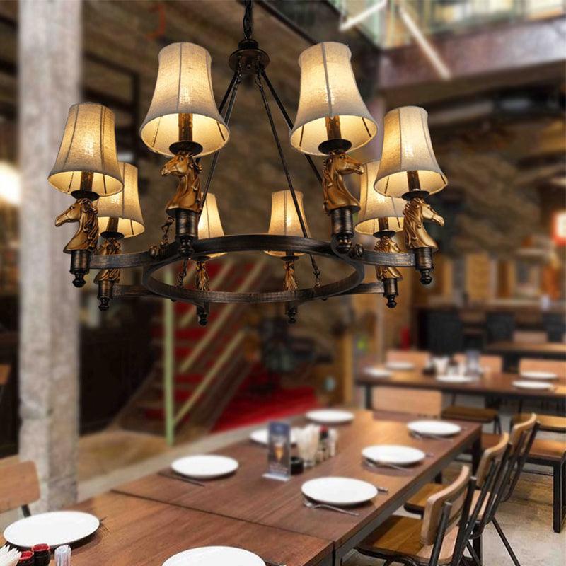 6/8 Lights Hanging Lamp Country Tapered Fabric Chandelier - Rebooters