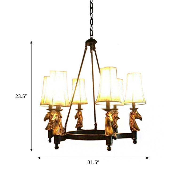6/8 Lights Hanging Lamp Country Tapered Fabric Chandelier - Rebooters