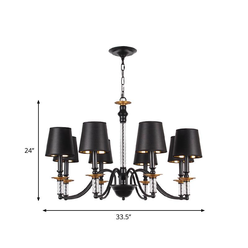 3/5/6 Lights Linen Chandelier Traditional Black Conical Fixture - Rebooters
