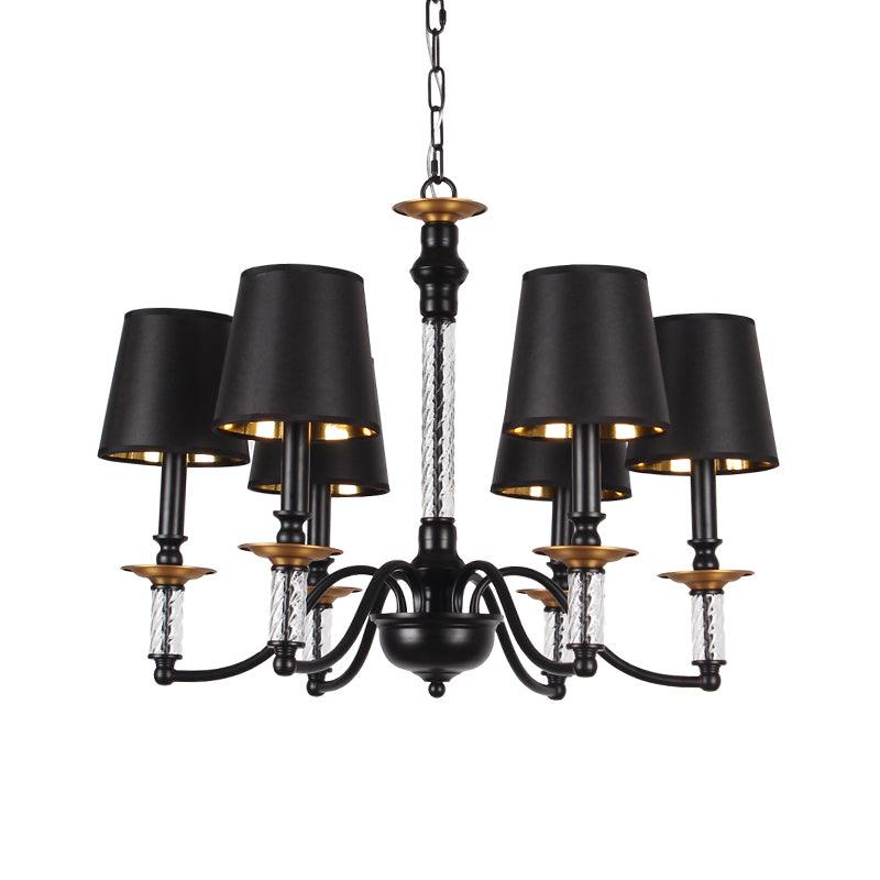 3/5/6 Lights Linen Chandelier Traditional Black Conical Fixture - Rebooters
