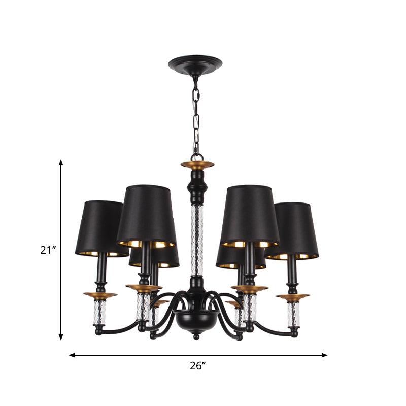 3/5/6 Lights Linen Chandelier Traditional Black Conical Fixture - Rebooters