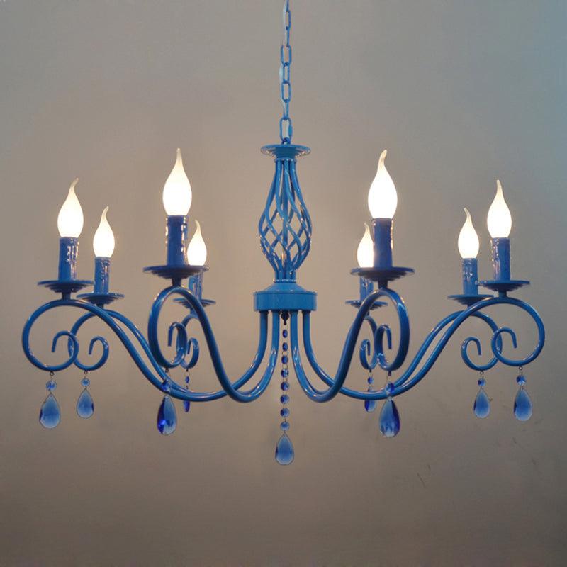 8 Bulbs Curly Arm Pendant Chandelier Vintage Metal Lamp - Rebooters