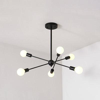 Bare Bulb Ceiling Chandelier Vintage Metal Pendant Light Black - Rebooters