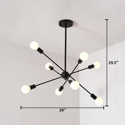 Bare Bulb Ceiling Chandelier Vintage Metal Pendant Light Black - Rebooters