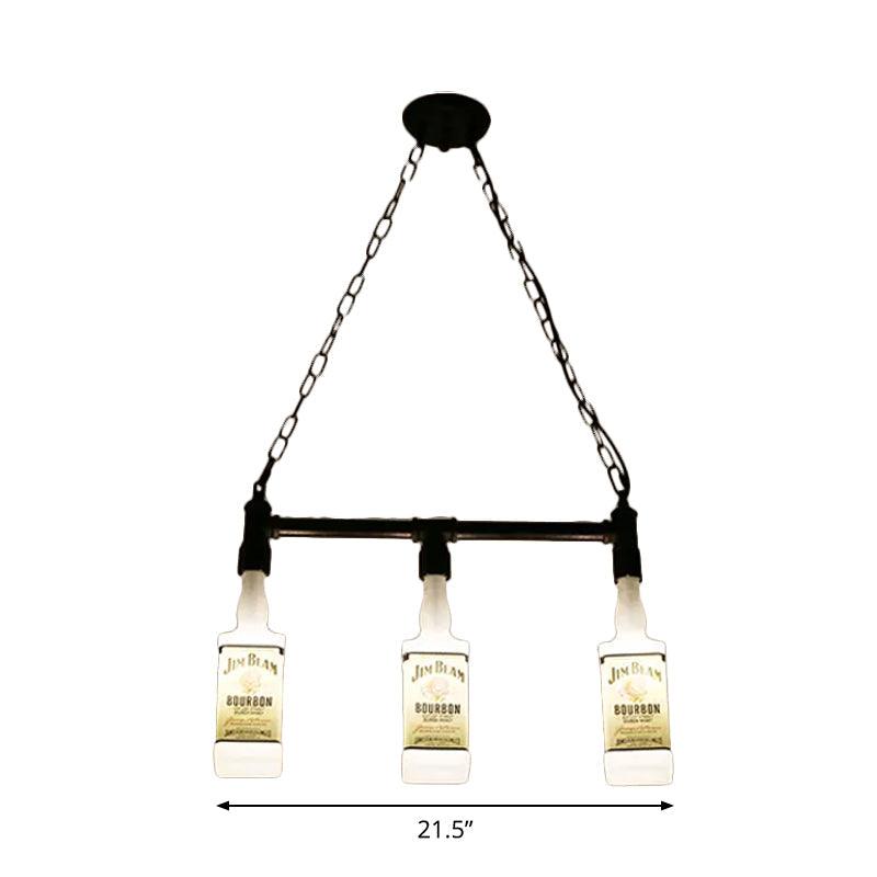 1/6/9-Bulb Frosted White Glass Island Lamp Black Wine Bottle - Rebooters