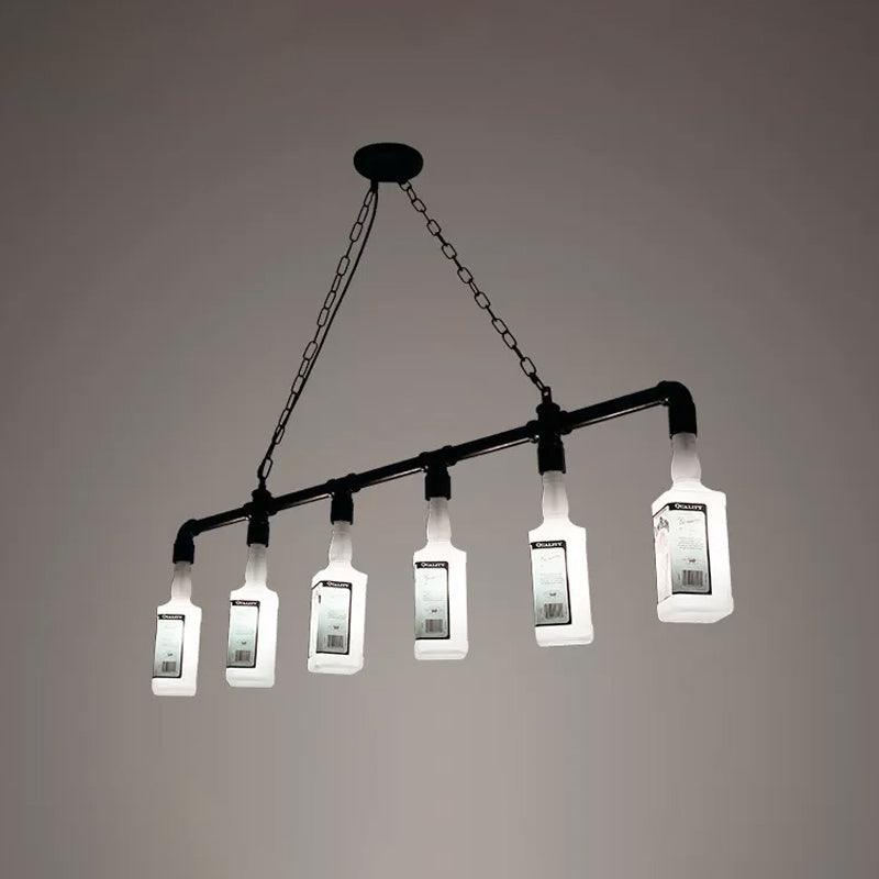 1/6/9-Bulb Frosted White Glass Island Lamp Black Wine Bottle - Rebooters