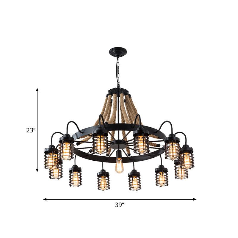 7/9 Heads Metal Ceiling Chandelier Vintage Black Cage Lamp - Rebooters