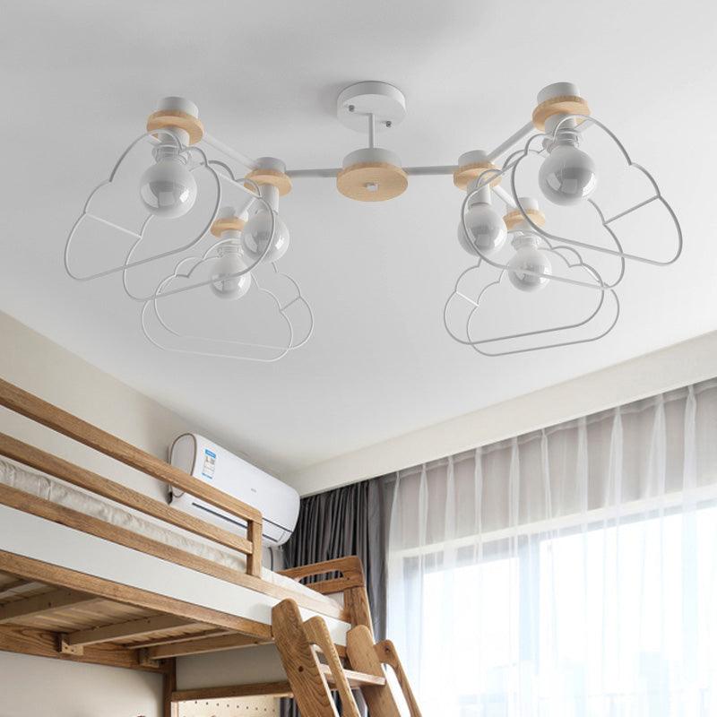 6-Light Bedroom Hanging Chandelier Cartoon White Lamp - Rebooters