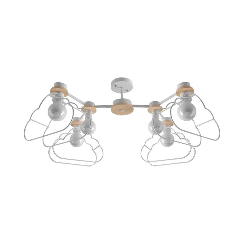 6-Light Bedroom Hanging Chandelier Cartoon White Lamp - Rebooters
