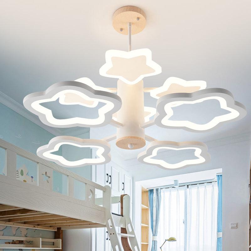 8 Bulbs Bedroom Suspension Lamp Nordic White Ceiling Chandelier - Rebooters