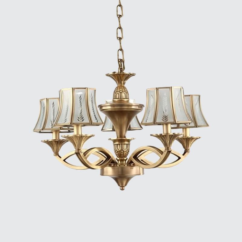 5/6/8 Lights Small Medium Large Chandelier Light Classic Curved Frosted Glass Lamp Polished Brass - Rebooters