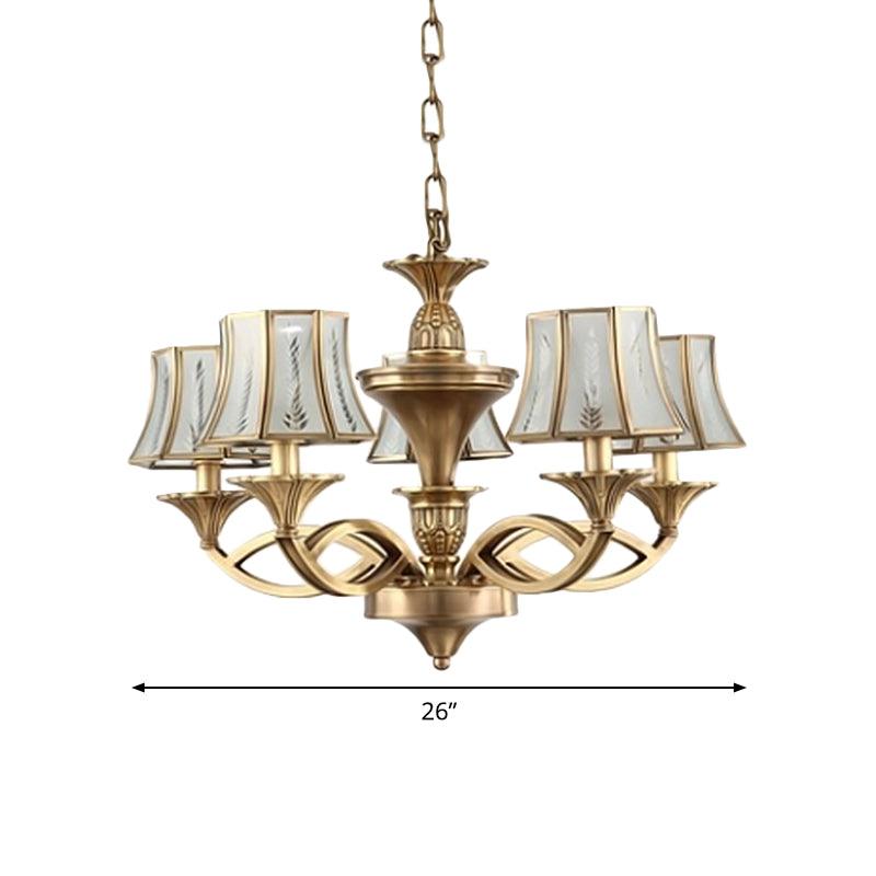 5/6/8 Lights Small Medium Large Chandelier Light Classic Curved Frosted Glass Lamp Polished Brass - Rebooters