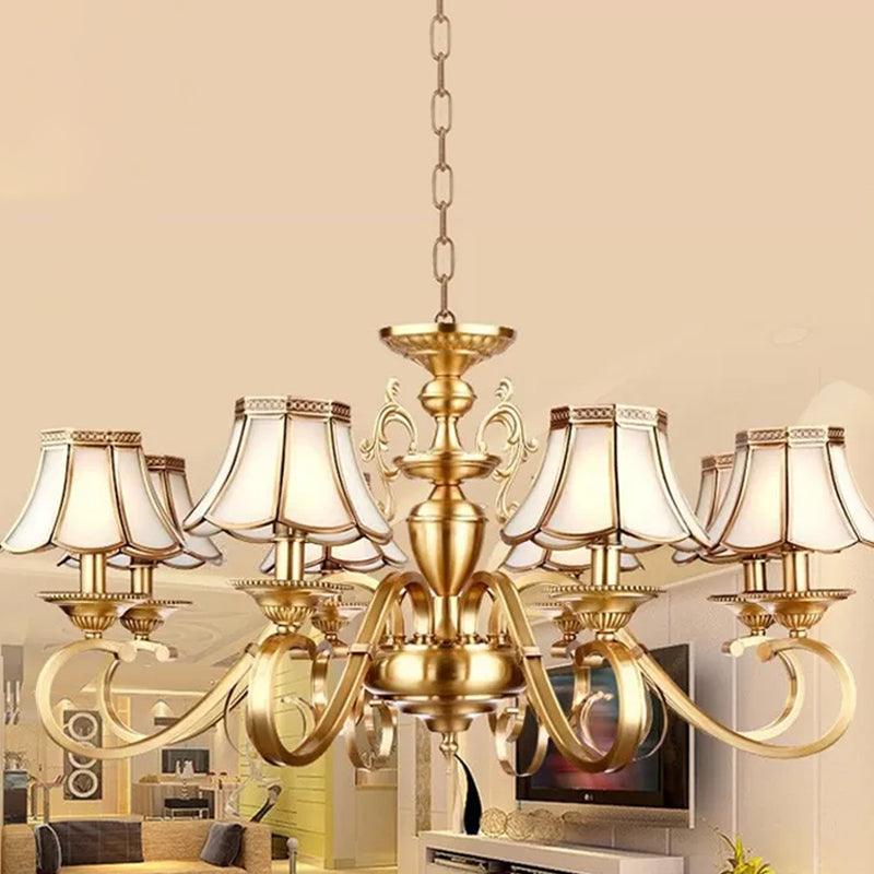 Polished Brass Scalloped Chandelier Lamp 8 Lights Ceiling Light - Rebooters