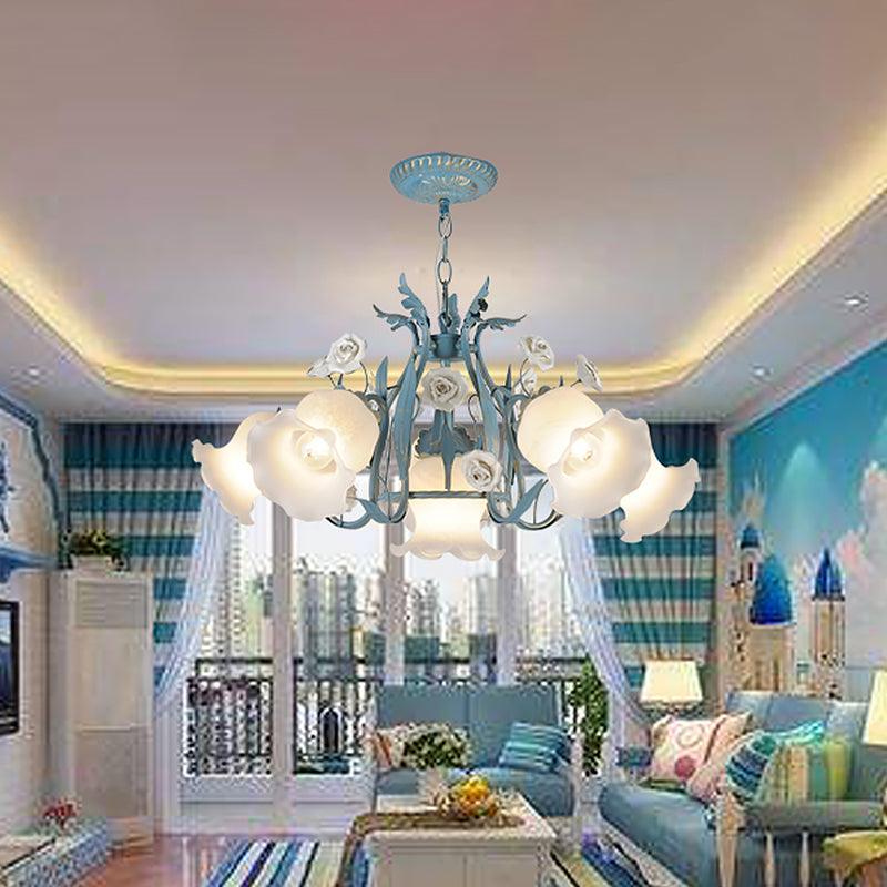 4/6/9-Head Chandelier Lamp Pastoral Style Floral Pendant Light - Rebooters