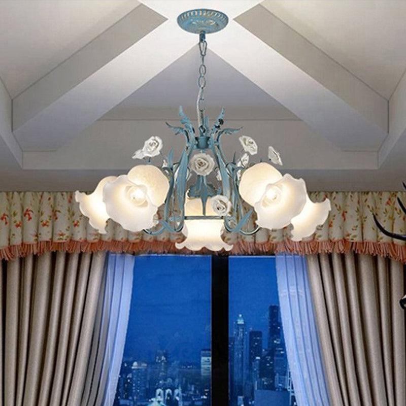 4/6/9-Head Chandelier Lamp Pastoral Style Floral Pendant Light - Rebooters