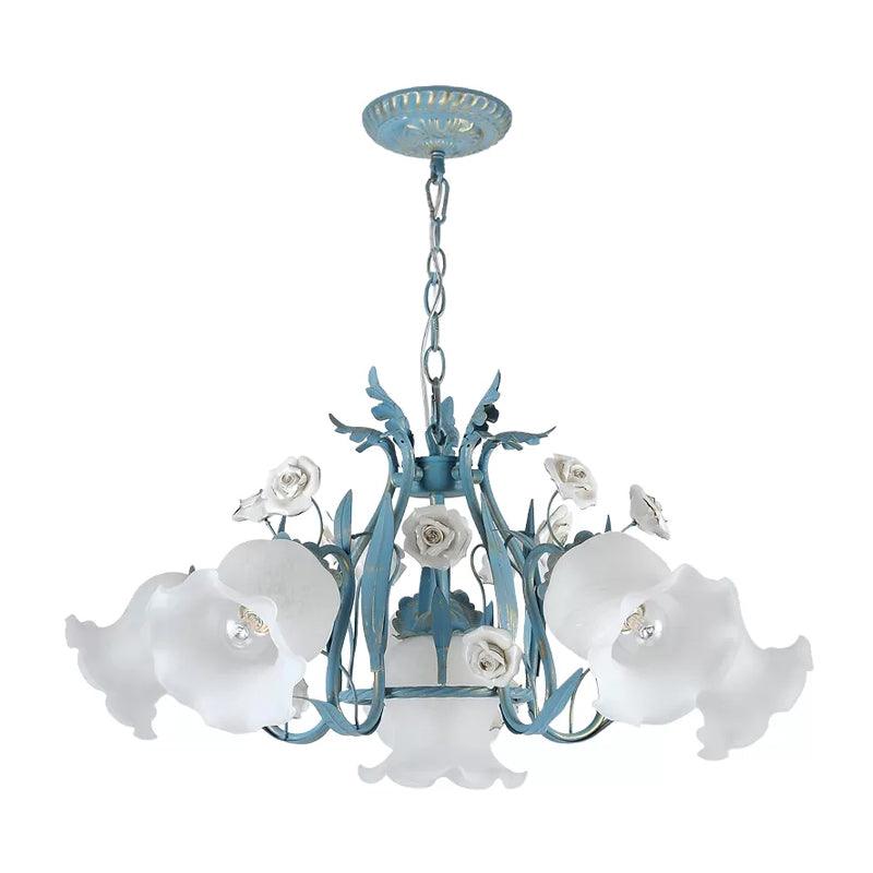 4/6/9-Head Chandelier Lamp Pastoral Style Floral Pendant Light - Rebooters