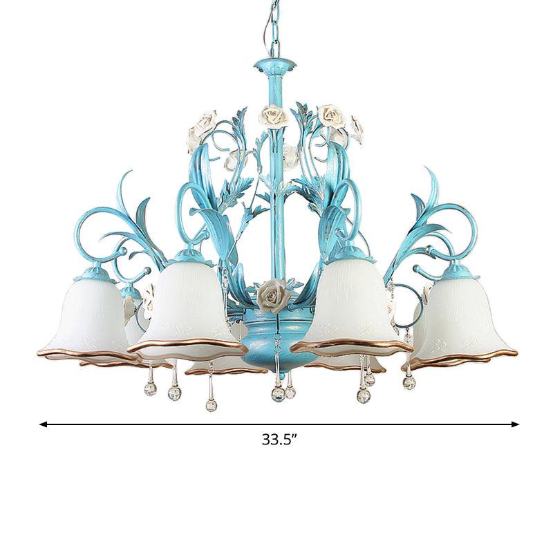 3/5/8-Bulb Up Chandelier Countryside Bedroom Lamp Blue - Rebooters
