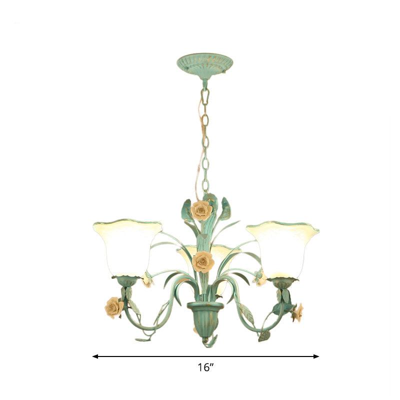Floral Frosted Glass Hanging Chandelier 3/5-Light Blue - Rebooters