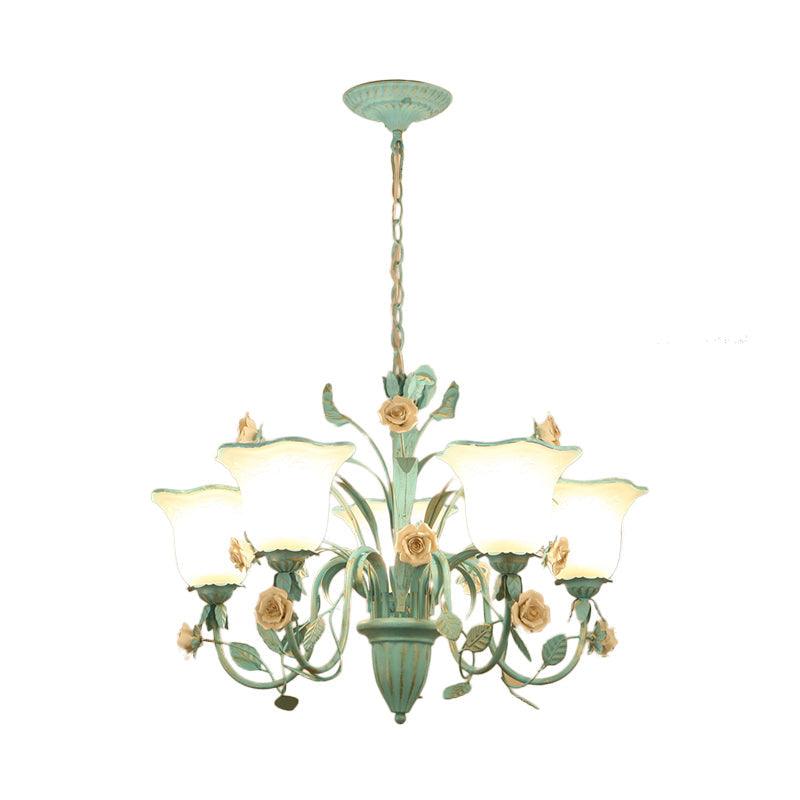 Floral Frosted Glass Hanging Chandelier 3/5-Light Blue - Rebooters