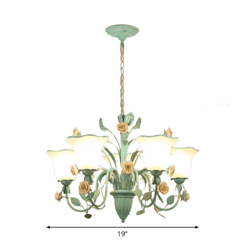Floral Frosted Glass Hanging Chandelier 3/5-Light Blue - Rebooters