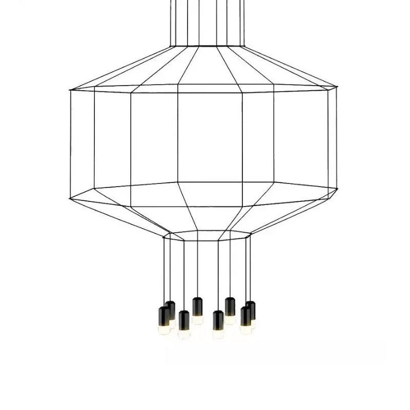 4/6/8 Heads Iron Pendant Light Industrial Black Hexagonal Chandelier - Rebooters
