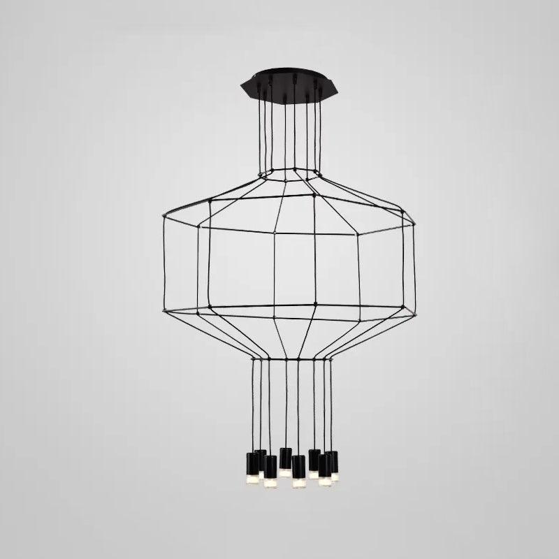 4/6/8 Heads Iron Pendant Light Industrial Black Hexagonal Chandelier - Rebooters